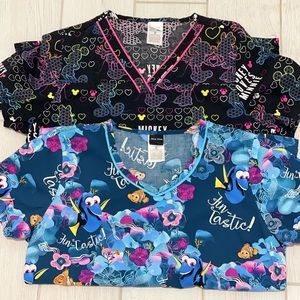 Disney scrub tops lot of two size M